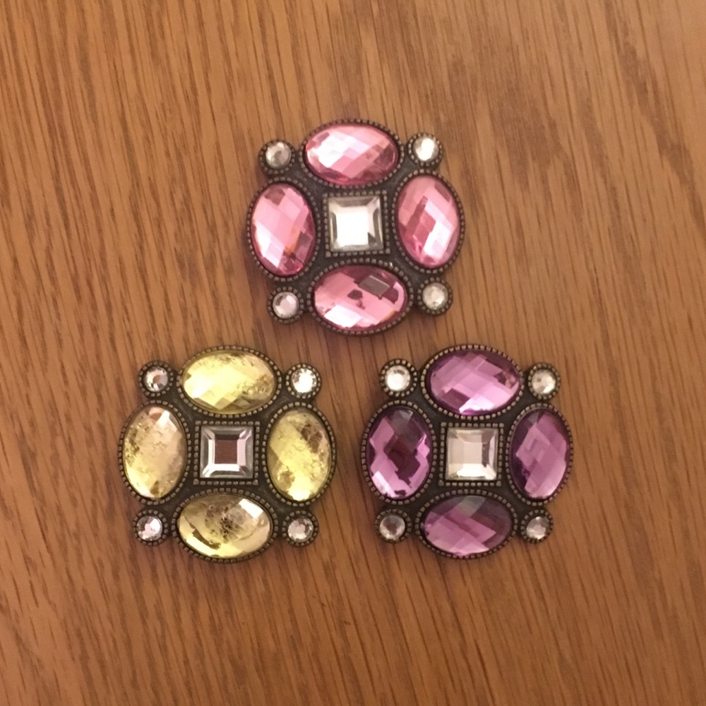 Set of 3 Gem Brooches / Pendants